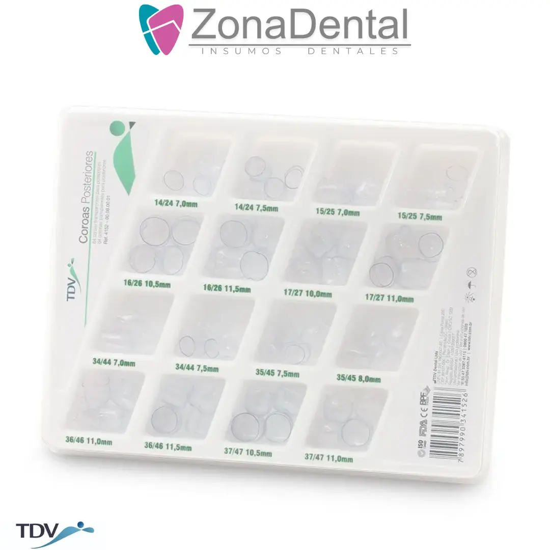 CORONAS CELULOIDE POSTERIORES X 64un TRANSPARENTES TDV