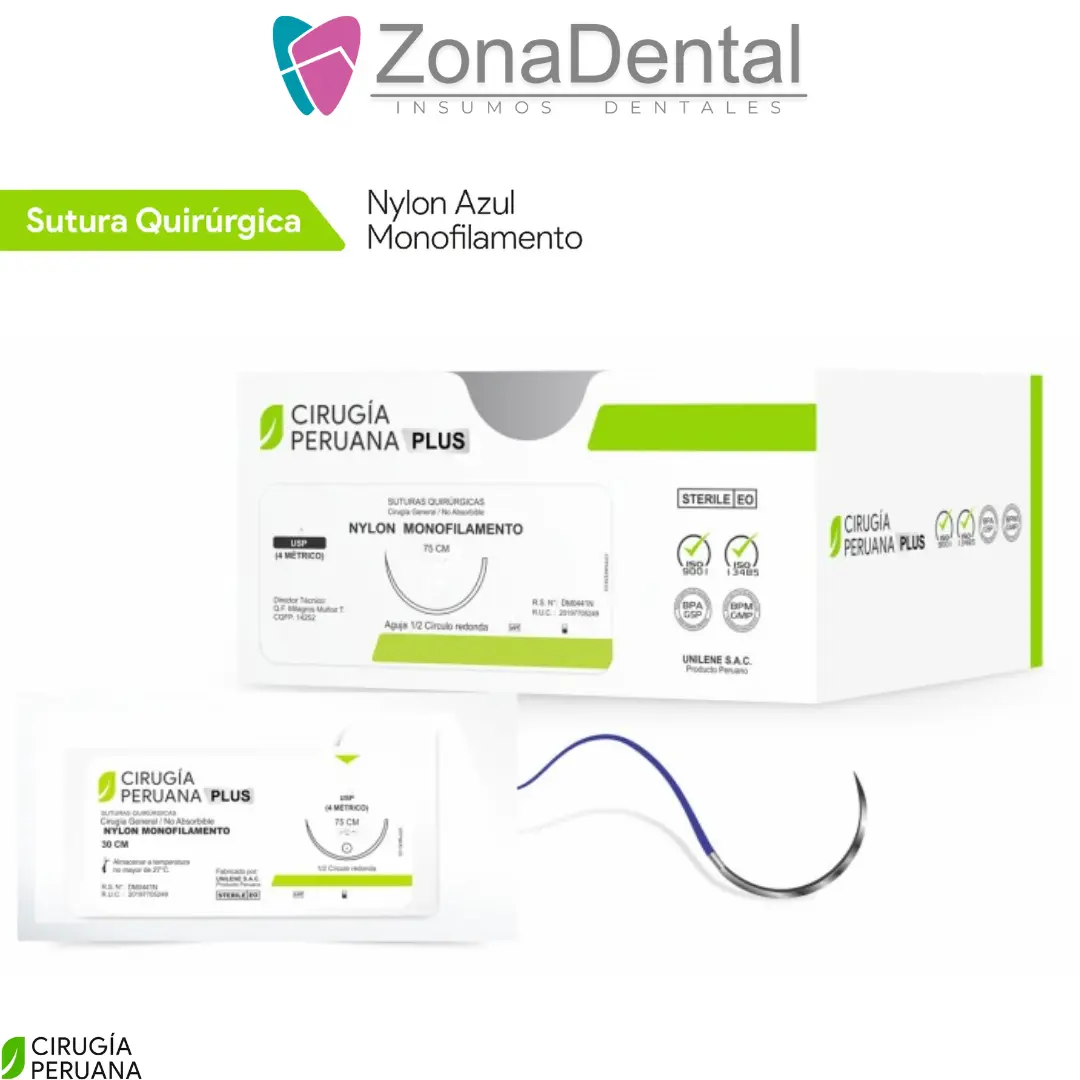 NYLON AZUL MONOFILAMENTO 24un CIRUGIA PERUANA