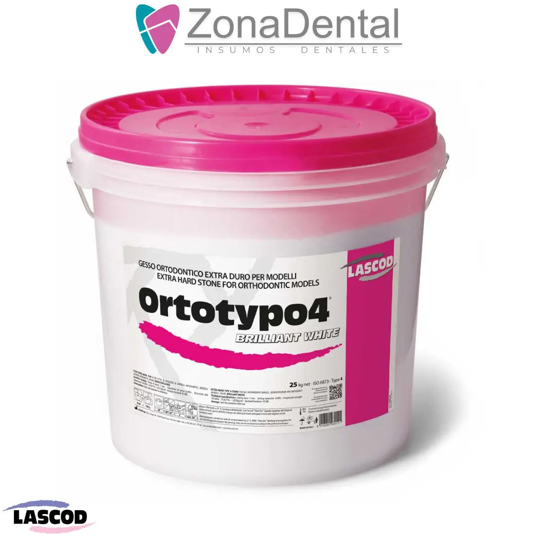 ORTOTYPO 4 YESO TIPO IV PARA ORTODONCIA BRILLANT WHITE 25 K LASCOD